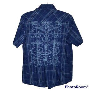 Seven Souls Embroidered Short Sleeve Button Up 100% Cotton Medium